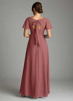 Azazie Kimber Bridesmaid Dresses Amethyst A-Line Flounce Sleeve Chiffon Dress image3