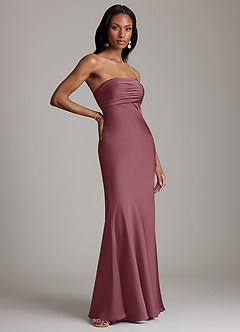 Azazie Saylor Bridesmaid Dresses Desert Rose Mermaid Strapless Stretch Satin Dress image4