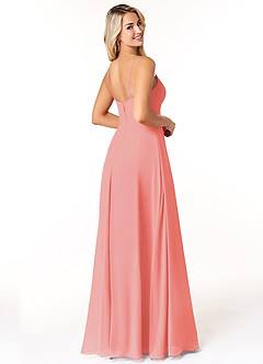 Azazie Moira Bridesmaid Dresses Coral A-Line Scoop Chiffon Dress image5