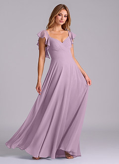 Azazie Leilani Bridesmaid Dresses Wisteria A-Line Pleated Chiffon Dress image3