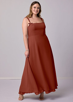 Barbie ♥ Azazie Bridesmaid Dresses Auburn A-Line Pleated Chiffon Dress image8