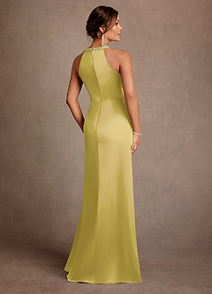 Azazie Lawrence 신부의 어머니 드레스 A라인 주름진 스트레치 새틴 플로어 길이 드레스 image3