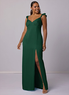 Barbie ♥ Azazie Bridesmaid Dresses Dark Green Sheath Stretch Satin Dress image6