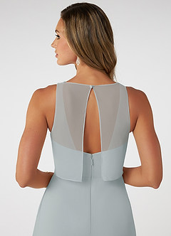 Azazie Aubree Final Sale Dolphin Grey A-Line with Pockets Chiffon Dress image6