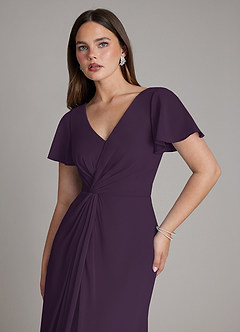 Azazie Kaya Abiti da Damigella Abito A-Line in Chiffon Plissettato Prugna image3