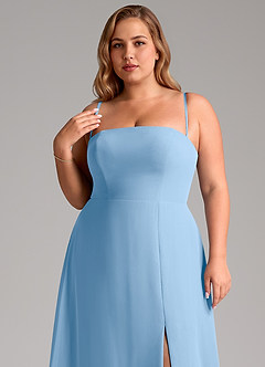 Azazie Wren Bridesmaid Dresses Powder Blue A-Line Side Slit Chiffon Convertible Dress image11