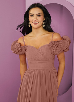 Barbie ♥ Azazie Bridesmaid Dresses Cedar Rose A-Line Off the Shoulder Chiffon Convertible Dress image6