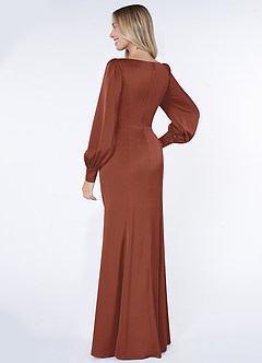 Azazie Raye Bridesmaid Dresses Auburn Mermaid Long Sleeve Stretch Satin Dress image4