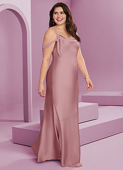 Barbie ♥ Azazie Brudtärnklänningar Klänning av Tubklänning i Stretch Satin Plisserad Dammig Ros image11