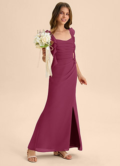 Azazie Jessamine Junior Vestido de Mora de Gasa de Corte Sirena con Escote de Corazón image4