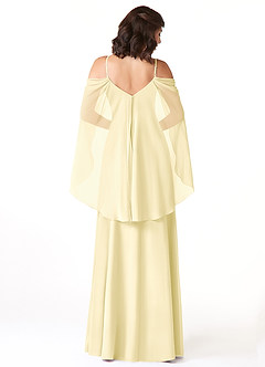 Azazie Cienna Vestidos de damas de honor Vestido de Sorbete De Limón de Gasa de Corte en A con Manga larga image2