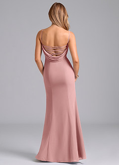 Azazie Wynni Vestidos de damas de honor Vestido de Rosa Polvorienta de Gasa de Corte Sirena con Corsé image6