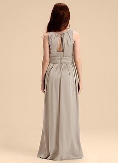 Azazie Bibiane Junior Abito A-Line in Raso Elasticizzato Plissettato Gelo image2