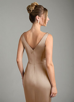Azazie Alena Bridesmaid Dresses Taupe Mermaid Pleated Stretch Satin Dress image10