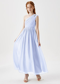 Azazie Anissa Junior Abito A-Line in Chiffon Plissettato Lavanda image3