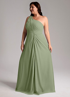 Azazie Brooke Bridesmaid Dresses Pistachio A-Line One Shoulder Chiffon Dress image12