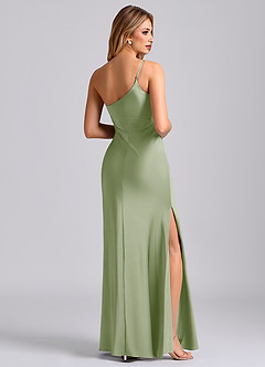Azazie Marseli Suknie dla druhen Syrena Jedno ramię Satyna elastyczna Do ziemi Sukienka image2