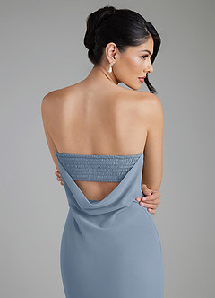 Azazie Annalise At-home Try On Dresses Dusty Blue Mermaid Chiffon Dress image8