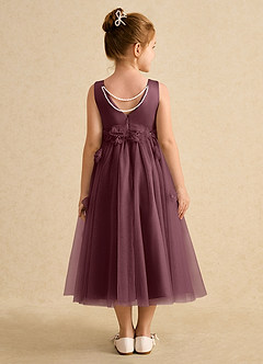 Azazie Lux Flower Girl Dresses Sangria A-Line Beaded Tulle Dress image2