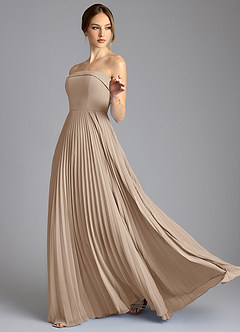 Azazie Mariana Bridesmaid Dresses Taupe A-Line Strapless Chiffon Dress image4