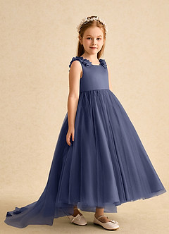 Azazie Lorita Flower Girl Dresses Stormy A-Line Beaded Tulle Dress image4