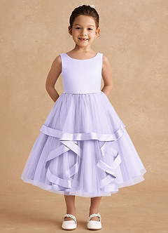 Azazie Posy Flower Girl Dresses Lilac A-Line Beaded Tulle Dress image1