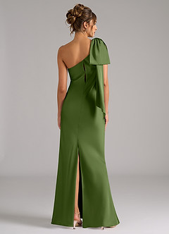 Azazie Capri Bridesmaid Dresses Juniper Mermaid One Shoulder Stretch Satin Dress image2