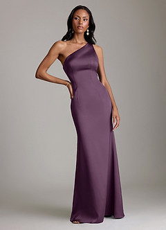 Azazie Voni Suknie dla druhen Syrena Jedno ramię Satyna elastyczna Do ziemi Sukienka image5