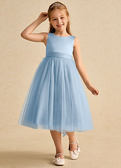 Azazie Winnie Robe Demoiselle D'honneur Fillette Robe Princesse en Tulle Arc Poudre Bleue image4