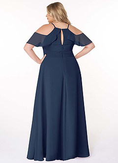 Azazie Dakota Bridesmaid Dresses Dark Navy A-Line V-Neck Pleated Chiffon Dress image9