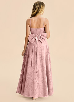 Azazie Bear Junior Powder Pink A-Line Pleated Floral Burnout Dress image2