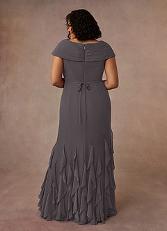 Azazie Bailora Mother of the Bride Dresses Steel Grey Mermaid Ruched Chiffon Dress image8