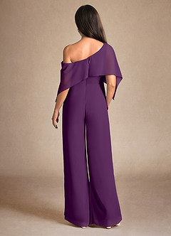 Azazie Halima Mother of the Bride Dresses Grape Jumpsuit/Pantsuit Side Slit Chiffon Dress image3