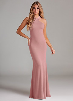 Azazie Doretta Bridesmaid Dresses Dusty Rose Mermaid Pleated Chiffon Dress image1