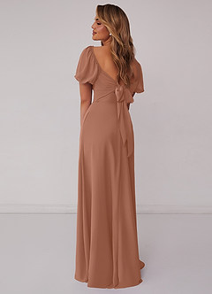 Barbie ♥ Azazie Jurken voor bruidsmeisjes Jurk van Chiffon met A-Lijn Geplooid Bronzeertint image3