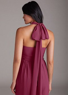 Azazie Lamara Bridesmaid Dresses Mulberry Off the Shoulder Chiffon Convertible Jumpsuit image10