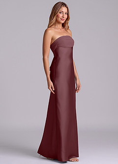 Azazie Ailanie Brudtärnklänningar Klä av Tubklänning i Stretch Satin Axelbandslös Sangria image4