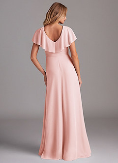 Azazie Lainey Robes de demoiselle d'honneur Robe Trapèze en Mousseline de soie avec poches Rose Pâle image7