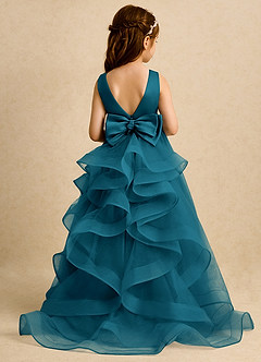 Azazie Lior Flower Girl Dresses Ink Blue Ball-Gown Pleated Tulle Dress image1