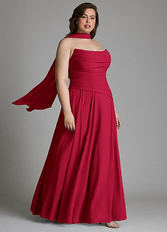 Azazie Gabriela Robes de demoiselle d'honneur Robe Trapèze en Mousseline de soie Corset Écarlate image19