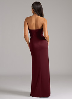 Azazie Marla Robes de demoiselle d'honneur Robe Fourreau Convertible en Satin extensible Sans bretelle Cabernet image6