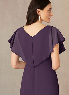 Azazie Julia Abiti per la Madre della Sposa Abito Tubino in Chiffon con Scollo a V a Pieghe Prugna image5
