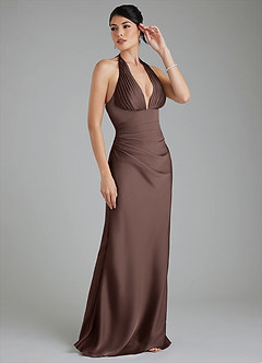 Azazie Torrance Bridesmaid Dresses Ganache Mermaid Corset Stretch Satin Dress image6