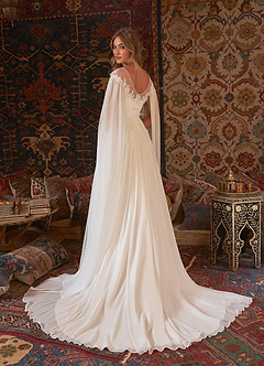 Azazie Linnea Wedding Dresses A-Line Scoop Chiffon Chapel Train Dress image2