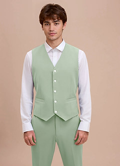 front Ethan Dusty Sage Refined Weave Suit Vest