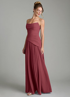 Azazie Gabriela Bridesmaid Dresses Merlot A-Line Corset Chiffon Dress image6