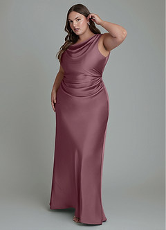 Azazie Kieryn Bridesmaid Dresses Amethyst Mermaid Pleated Stretch Satin Dress image9