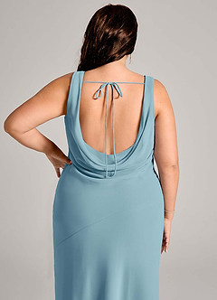 Azazie Rylina Bridesmaid Dresses Moody Blue Mermaid Pleated Chiffon Dress image12