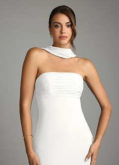 Azazie Saylor Bridesmaid Dresses White Mermaid Strapless Chiffon Dress image6