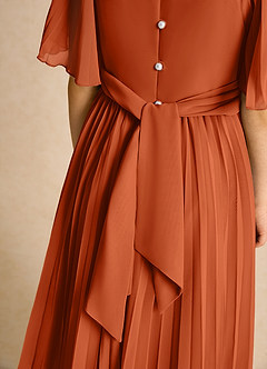 Azazie Gisele Flower Girl Dresses Burnt Orange A-Line Pleated Chiffon Dress image7